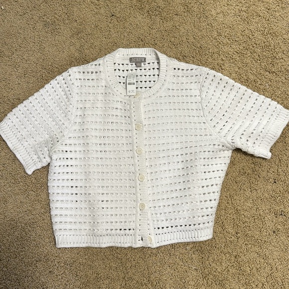 J.Crew Short sleeve pointelle cardigan sweater sz XL NWT - Picture 2 of 3
